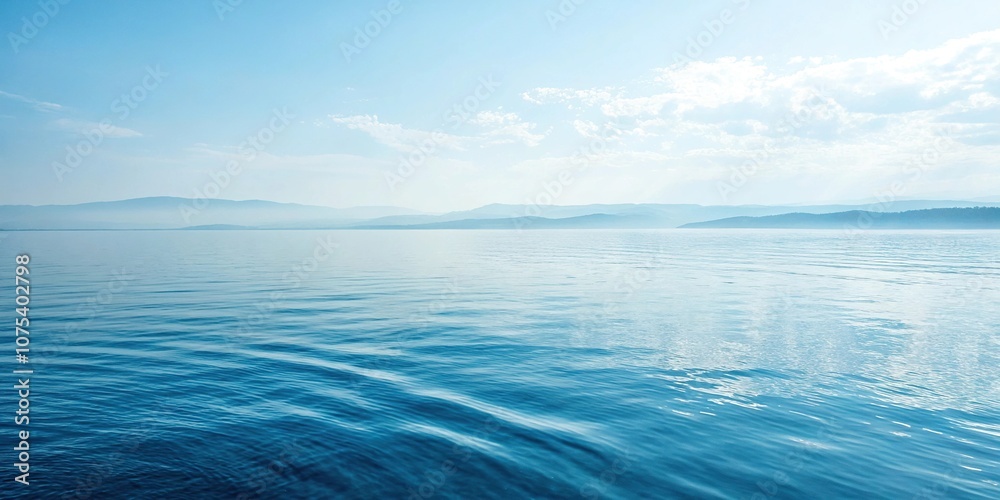 Fototapeta premium Soft serene blue watercolor background with gentle ripples, watercolor, dreamy, serene