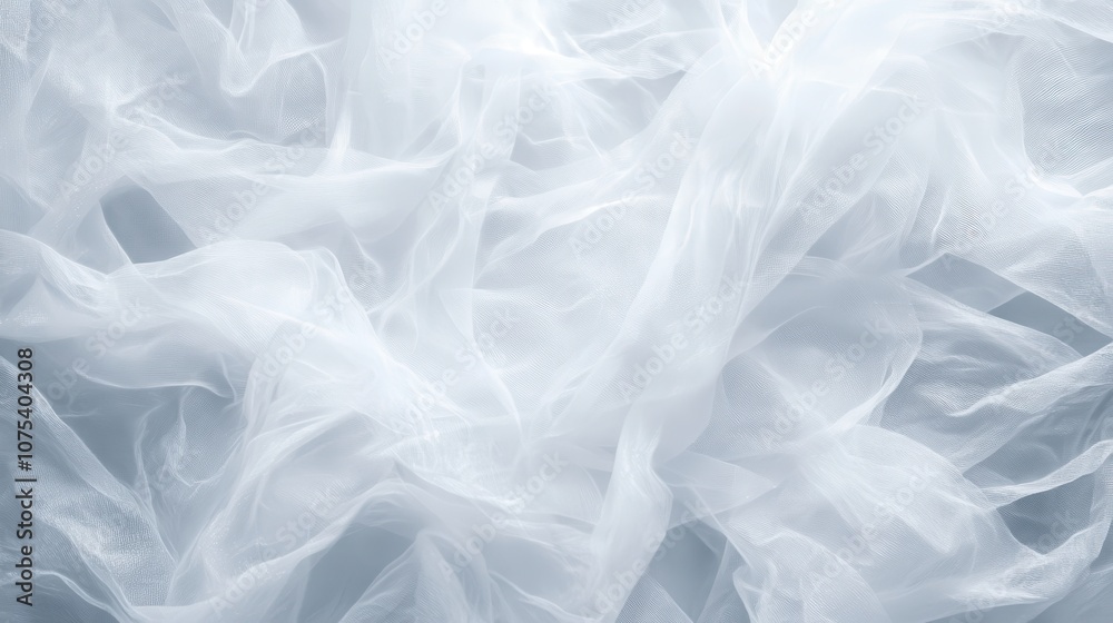 Fototapeta premium Ethereal layers of white fabric create a dreamy atmosphere in soft, flowing drapery for artistic inspiration