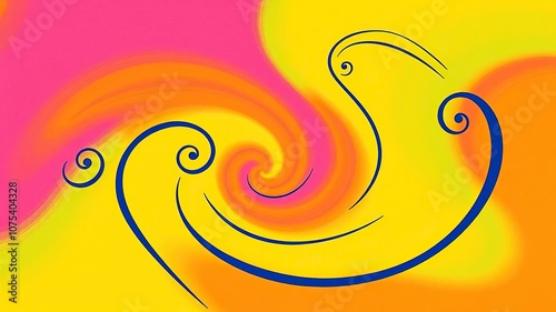 Whimsical spiral pattern on a bright and bold colored background, abstract shapes, colorful backgrounds, fantasy art