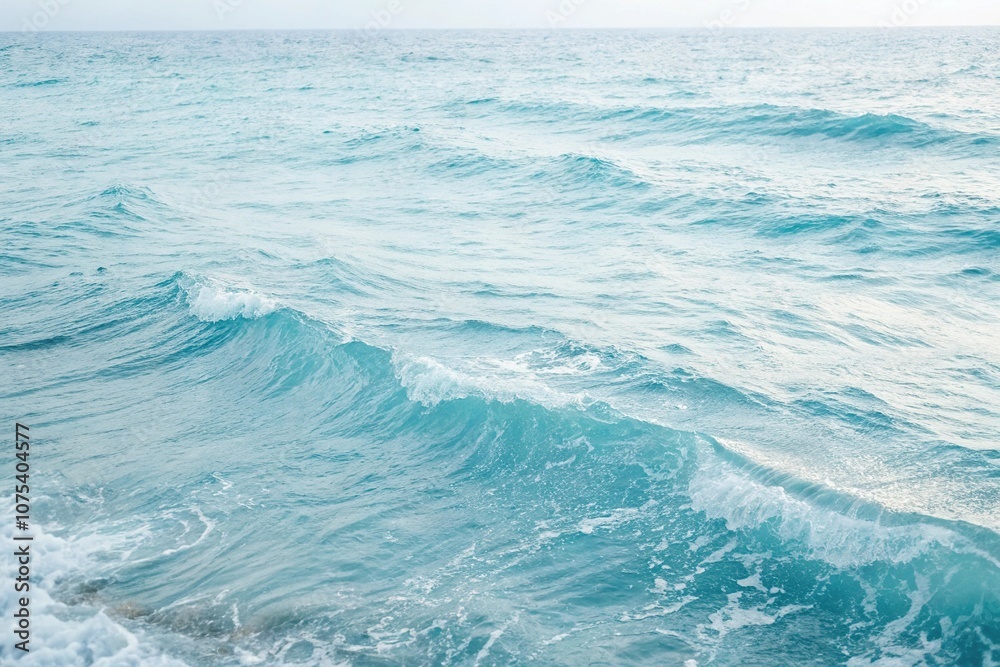 Fototapeta premium A serene ocean wave pattern with gentle blue hues and delicate white ripples, wavy lines, aquatic life