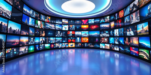 Digital Innovation: Video Wall with Multiple Small Screens for Media Concept