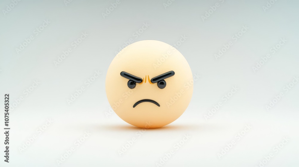 Angry expression on a simple round face.