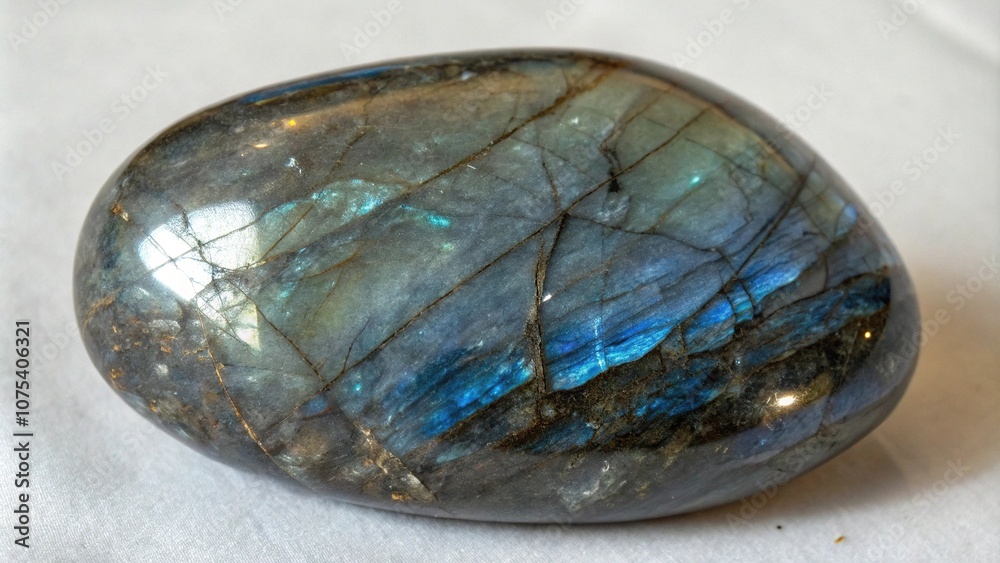 Sparkling labradorite rock with intricate pattern, earthy tones, rock crystal Sparkling labradorite rock with intricate pattern, earthy tones, rock crystal