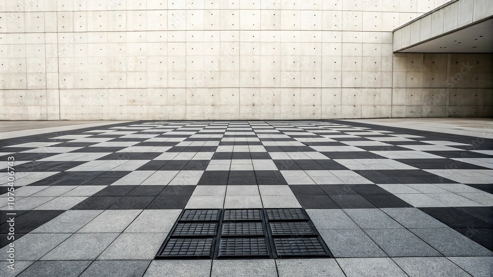 Fototapeta premium Abstract background featuring a large square composed of smaller black and gray squares, geometric patterns, geometric shapes