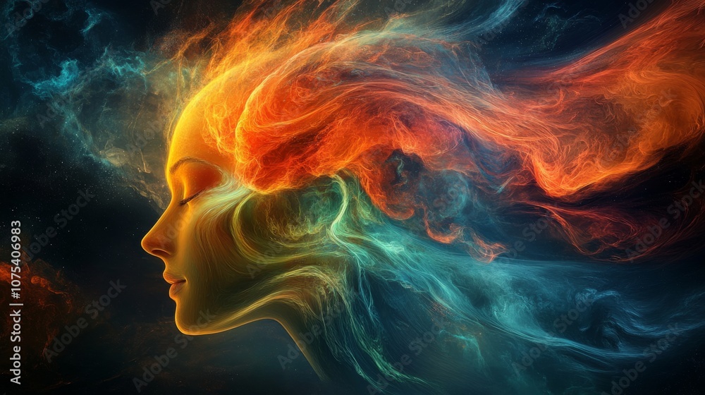 Abstract Portrait of a Woman with Cosmic Hair Abstract Portrait of a Woman with Cosmic Hair