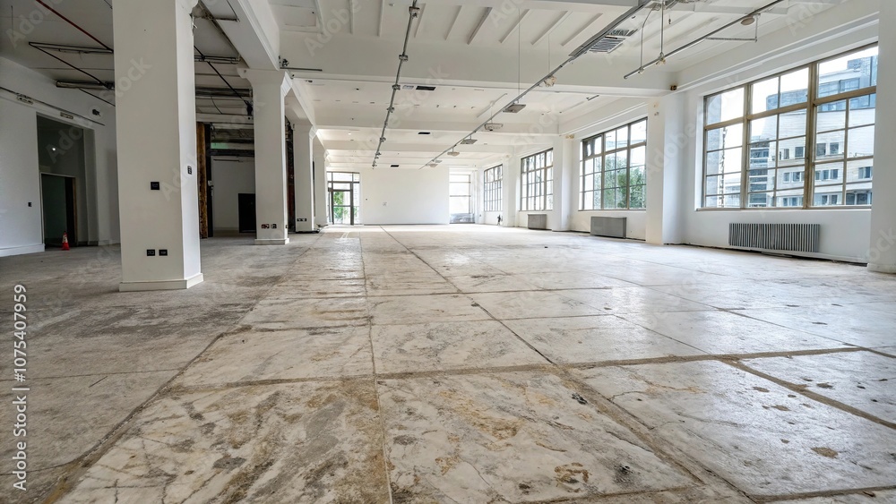 Distressed marble floor in a modern loft, distressed marble, edgy decor, weathered stone Distressed marble floor in a modern loft, distressed marble, edgy decor, weathered stone
