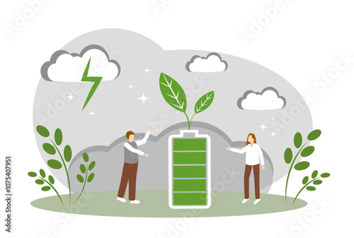 The concept of environmental conservation and green energy. Solving environmental problems