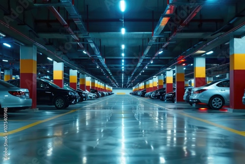 Indoor Parking Garage: Modern Multi-Storey Underground Parking Facility for Long-Term Car Park