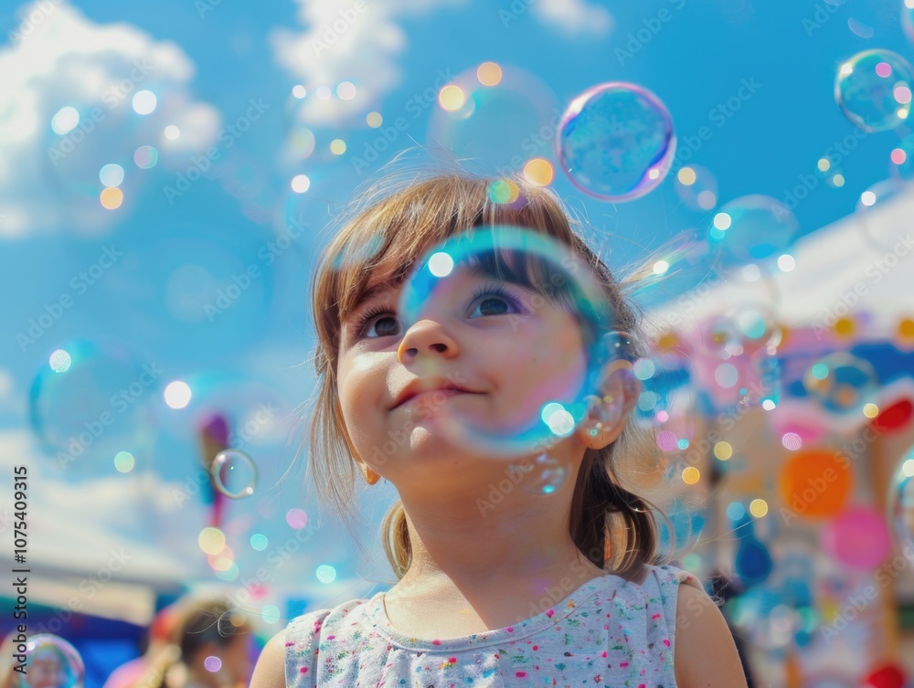 Kids Festival. Festive Fun with Children, Bubbles, and Colorful Amusement Kids Festival. Festive Fun with Children, Bubbles, and Colorful Amusement