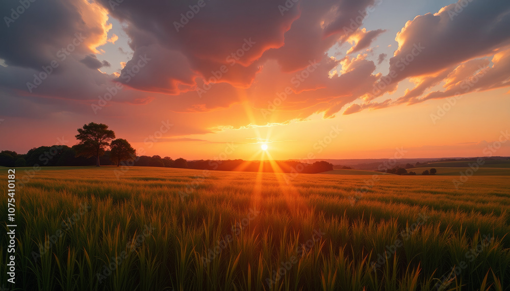 Golden Sunset over a Wheat Field Golden Sunset over a Wheat Field