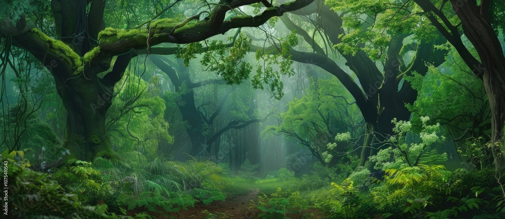 Nature's enchantment unfolds in a forest bathed in golden rays, as sunlight filters through the verdant canopy, casting a mesmerizing glow. Generative AI Nature's enchantment unfolds in a forest bathed in golden rays, as sunlight filters through the verdant canopy, casting a mesmerizing glow. Generative AI