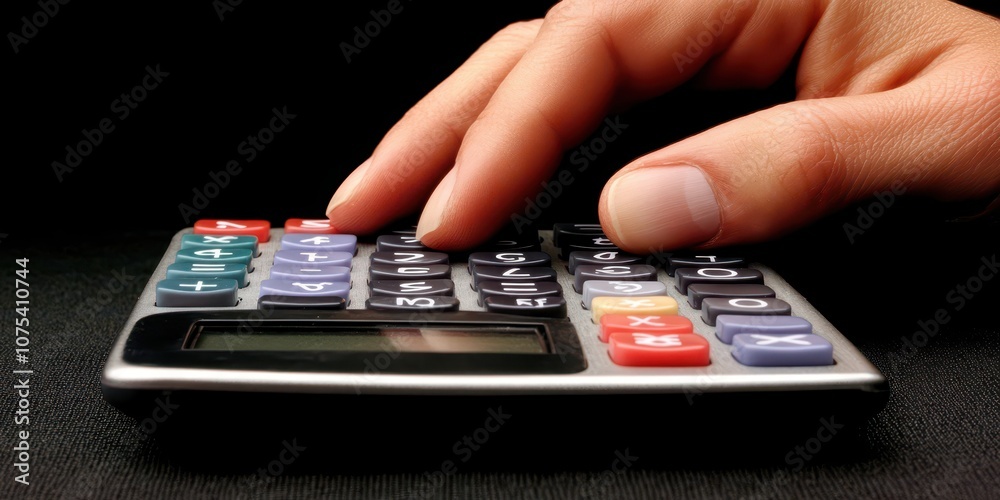 Close-up of hand doing property tax calculations with a calculator, symbolizing financial planning in real estate Close-up of hand doing property tax calculations with a calculator, symbolizing financial planning in real estate