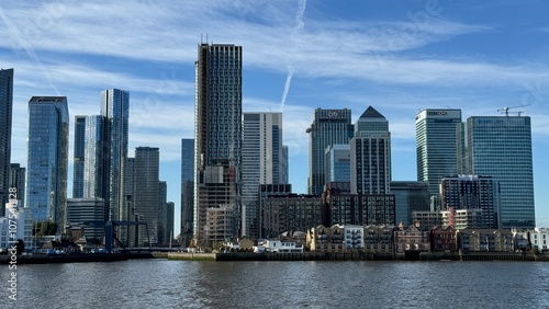 Canary Wharf London City View From Thames River