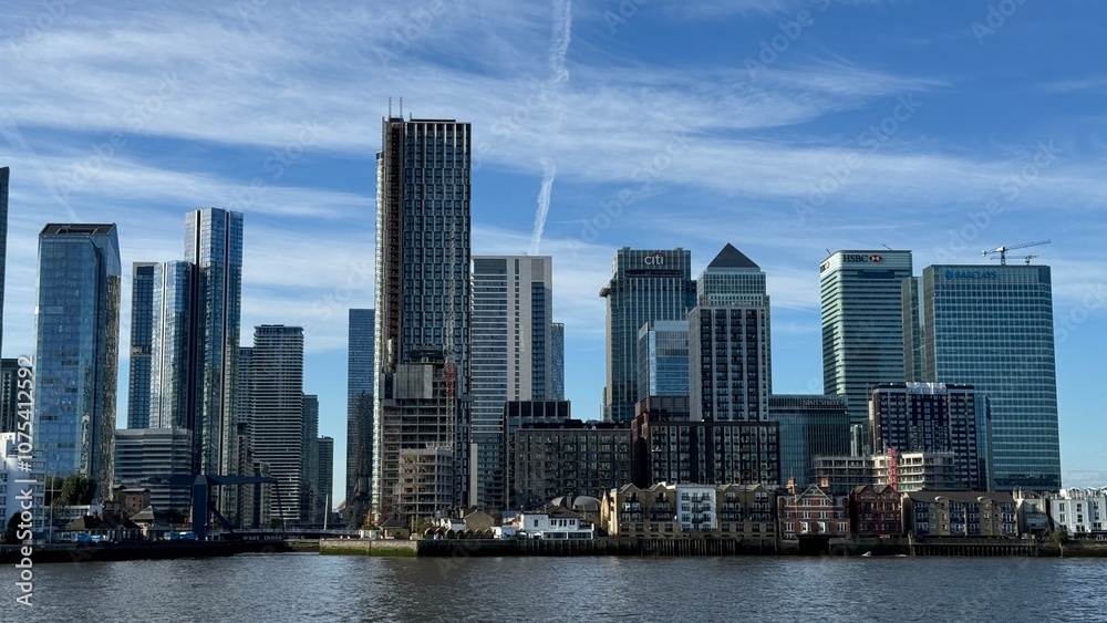 Canary Wharf London City View From Thames River Canary Wharf London City View From Thames River