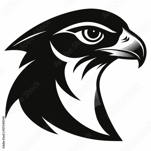 Falcon head vector silhouette side view logo style black on a white background