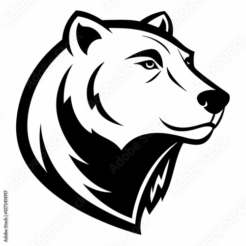 Polar bear head vector silhouette side view logo style black on a white background