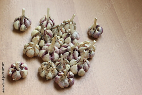 garlic on wooden background