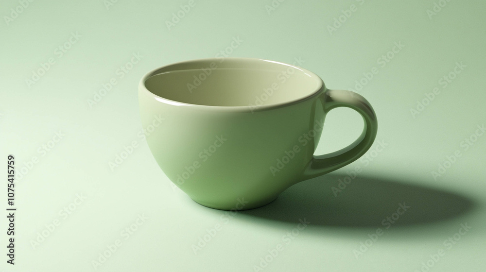 Light green cup isolated on a light green background Light green cup isolated on a light green background