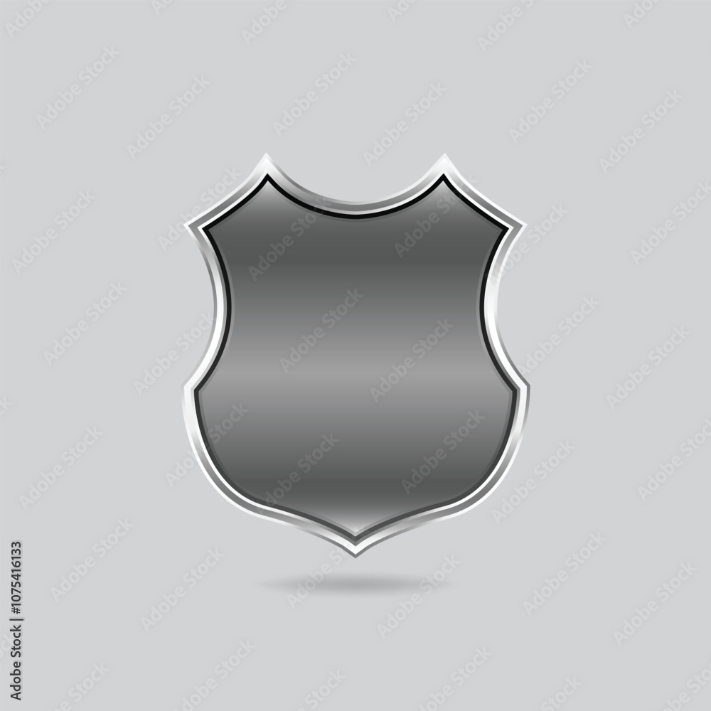 Metallic empty shield symbol or badge design or Security emblem logo Metallic empty shield symbol or badge design or Security emblem logo