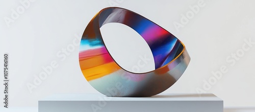 Abstract modern geometric semicircular metal sculpture showcasing innovative design and contemporary art photo