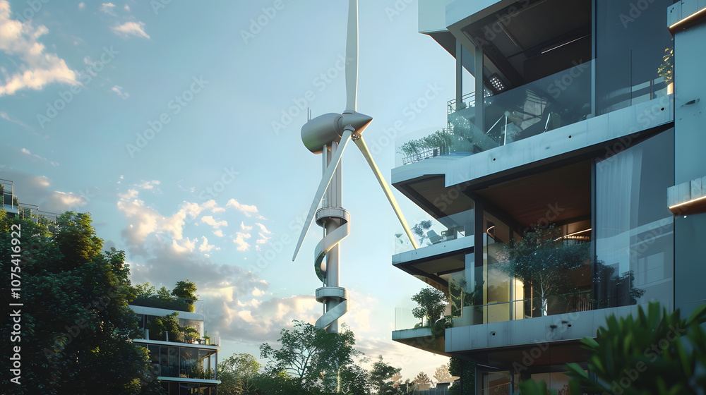 Futuristic Windmills Generating Electricity from Renewable Wind Energy.