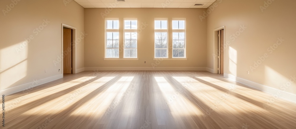Bright and airy interior of an empty room undergoing renovation showcasing potential design opportunities Bright and airy interior of an empty room undergoing renovation showcasing potential design opportunities