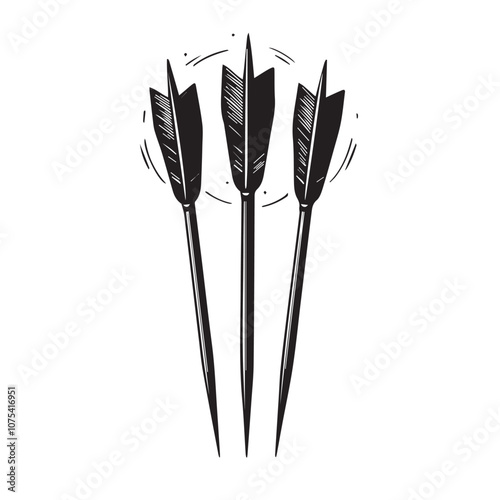 Darts in cartoon, doodle style . Image for t-shirt, web, mobile apps and ui. Isolated 2d vector illustration in logo, icon, sketch style, Eps 10, black and white. AI Generative