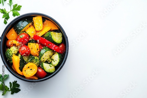 Brightly Roasted Vegetables in Air Fryer Basket