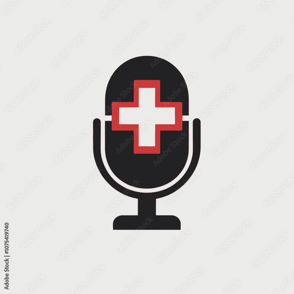 Obraz premium a black and white icon of a microphone with a red cross over it