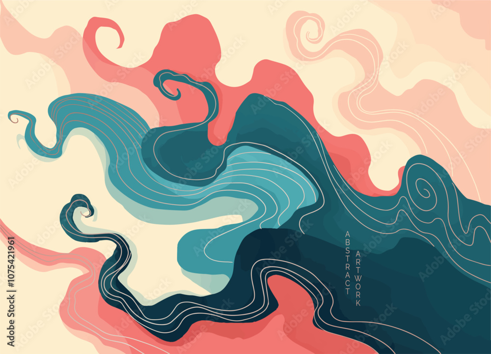 abstract japanese landscape clouds on light background with gradient, semi watercolor abstract japanese landscape clouds on light background with gradient, semi watercolor