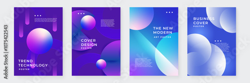 Set of Four Modern Abstract Gradient Poster Designs. A Collection of Four Abstract Posters. Perfect for Creative Projects, Digital Art, or Modern Decor.