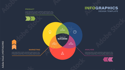 Infographic diagram chart template for business start up presentation with diagram elements. Deep blue vector design template photo