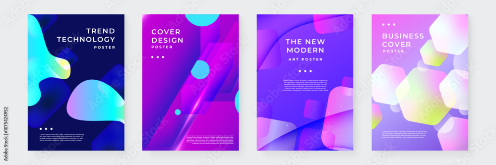 Colorful Abstract Geometric Poster Set with Shapes Colorful Abstract Geometric Poster Set with Shapes
