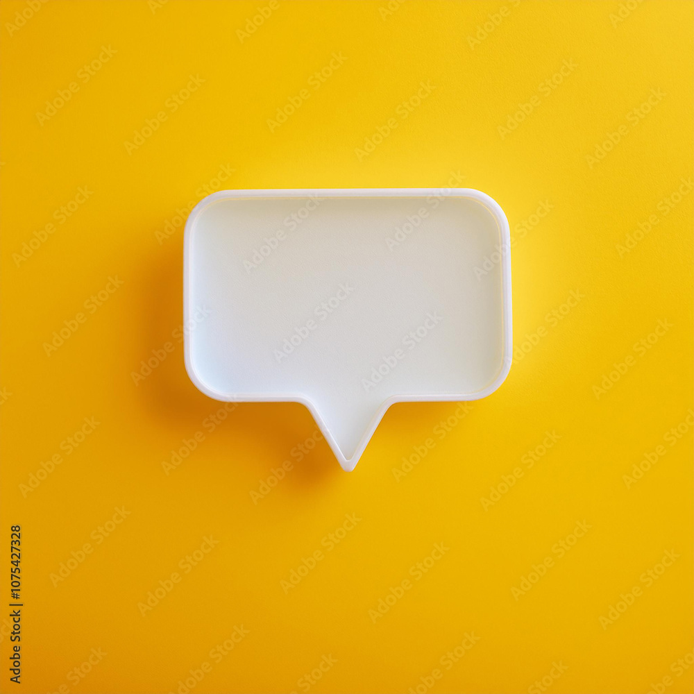 3D notification message pop-up on vivid yellow background. Speech cloud. Modern design. 3D notification message pop-up on vivid yellow background. Speech cloud. Modern design.