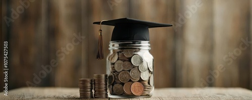 Maximize your educational investment understanding the importance of saving money for graduation costs with a glass jar of coins photo