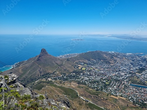 View of Lion's Head from Table Mountain in Cape Town, South Africa photo