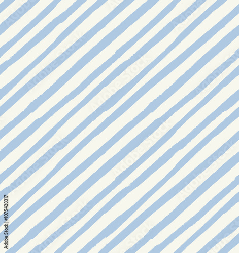 All over vector seamless repeat pattern with skinny bias diagonal baby blue and white hand drawn stripe. Versatile baby and everyday backdrop in soft colors.