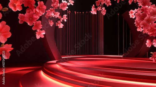 Red Platform features a peach blossom background and a circular shape.