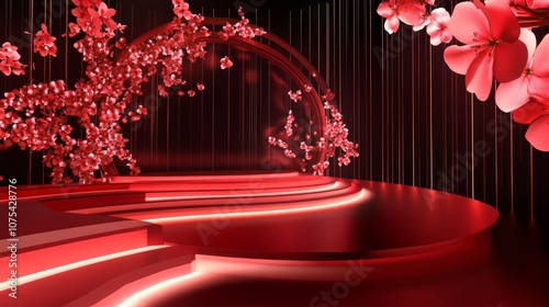 Red Platform features a peach blossom background and a circular shape.