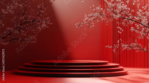 Red Platform features a peach blossom background and a circular shape.
