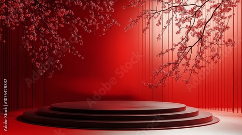 Red Platform features a peach blossom background and a circular shape.