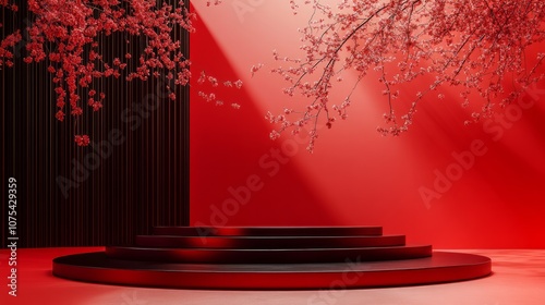 Red Platform features a peach blossom background and a circular shape.