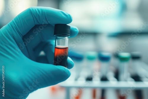 Close-Up of Unlabeled Vial and Test Tubes in a Medical Lab