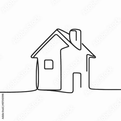 House in minimalist abstract line art style