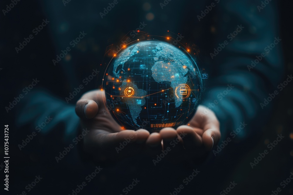 Businessman Exploring Virtual World of E-commerce Businessman Exploring Virtual World of E-commerce