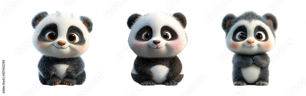Fototapeta premium Cute Cartoon Panda Characters Collection for Design Use