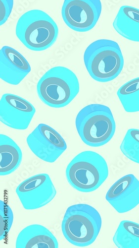 HD animated pattern of rolls moving from top to bottom. Sushi in a hand-drawn style creating a repeatable background. Vertical video.