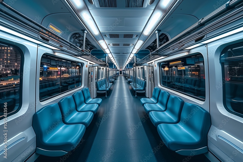 Fototapeta premium Empty seats in electric train