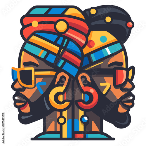 Colorful African man. Vector illustration isolated on a white background.