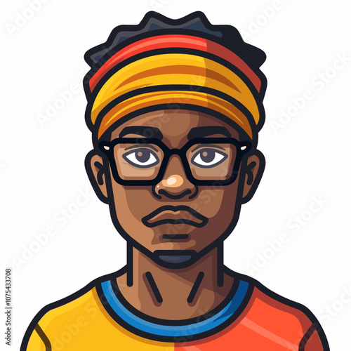 Portrait of an african american man. Vector illustration.